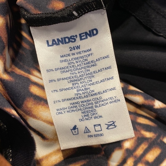 Q womens Lands End brown 1 piece underwire plus size swimsuit 24W. EUC - Picture 3 of 3